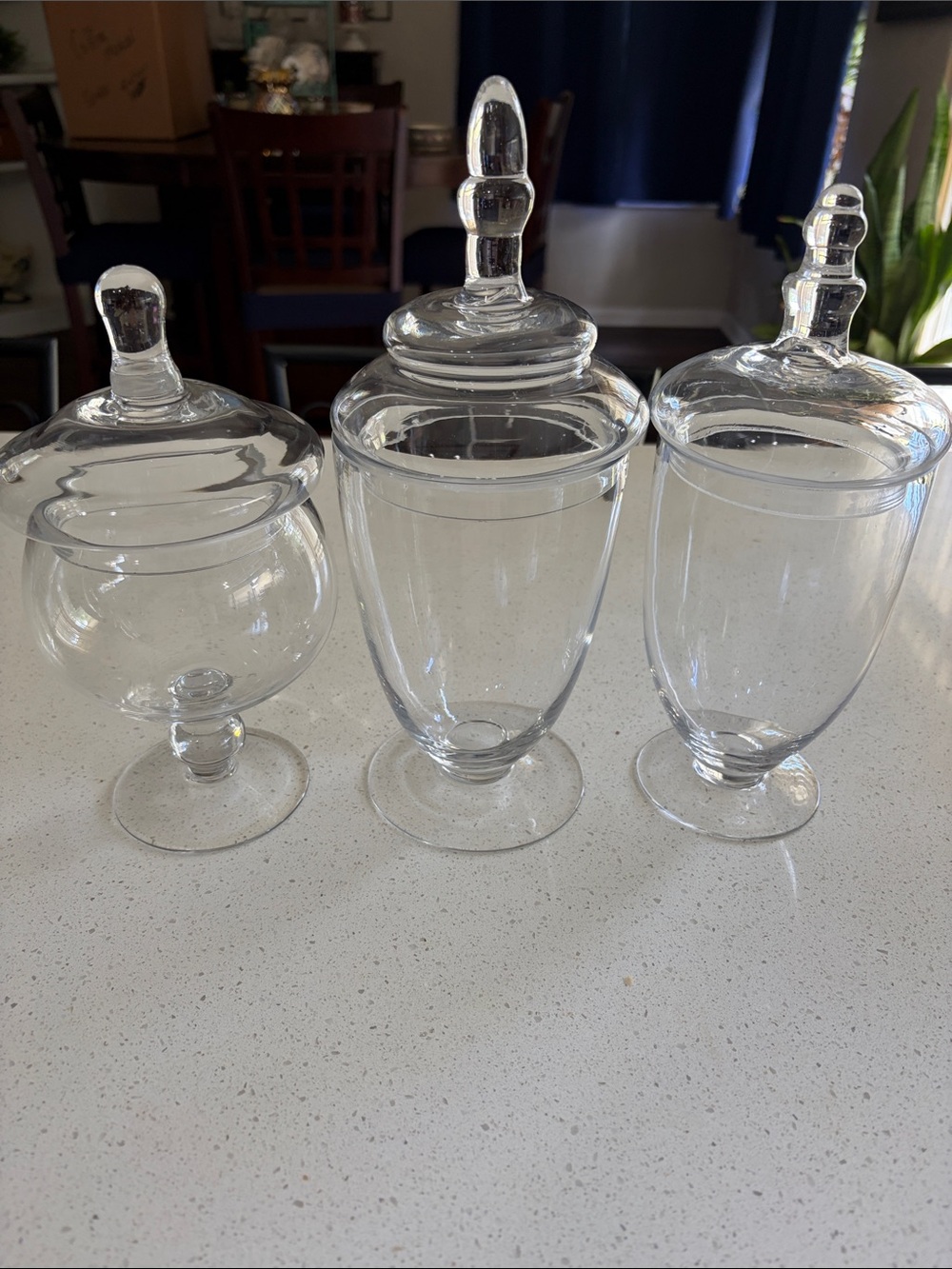 Set of 3 Clear Glass Apothecary Jars with Lids